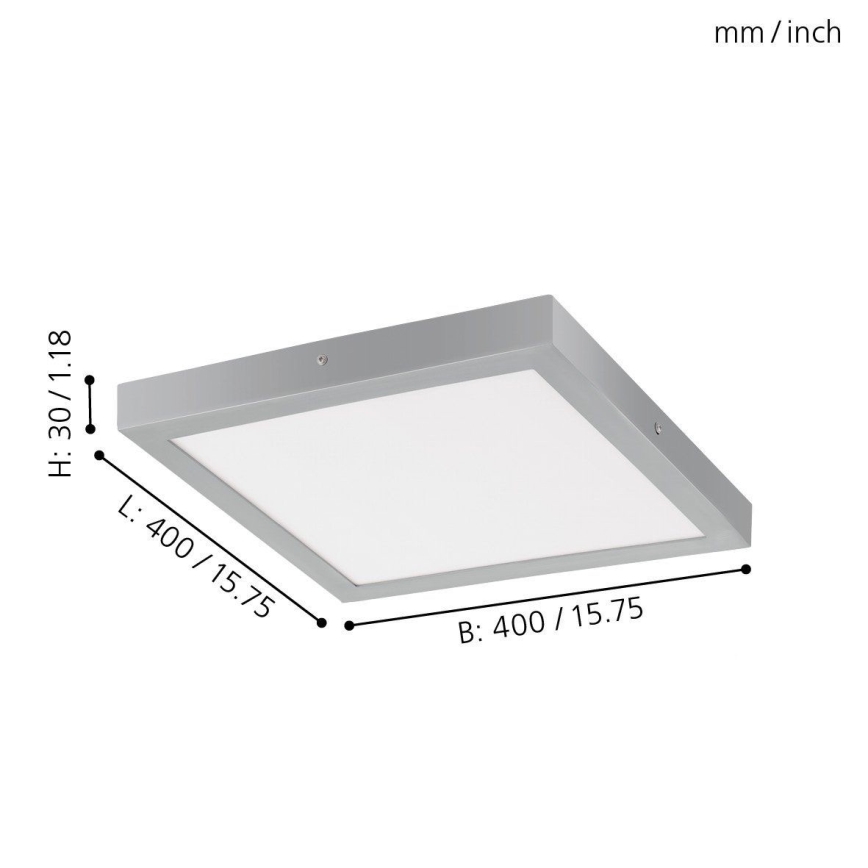 Eglo - Plafón LED 1xLED/25W/230V plateado cuadrado