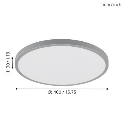 Eglo - Plafón LED 1xLED/25W/230V plateado redondo 4000K
