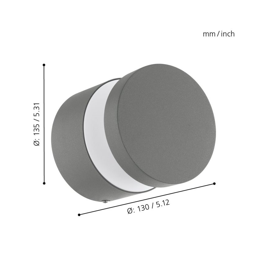 Eglo 97301 - Aplique LED exterior MELZO LED/11W/230V gris IP44