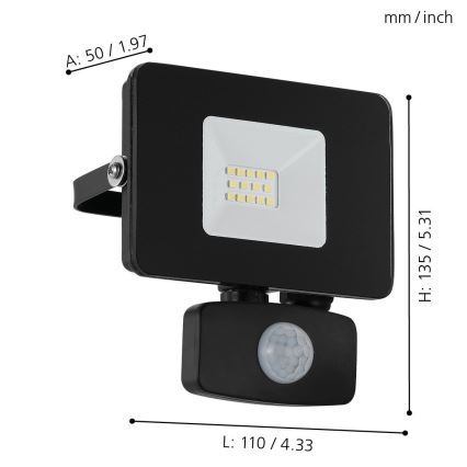 Eglo - Reflector LED con sensor LED/10W/230V IP44