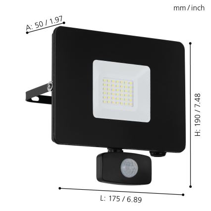 Eglo - Reflector LED con sensor LED/30W/230V IP44