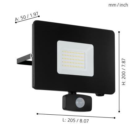 Eglo - Reflector LED con sensor LED/50W/230V IP44