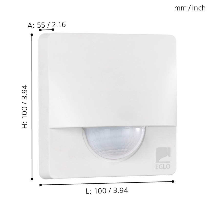 Eglo - Sensor de movimiento exterior 1m blanco IP44
