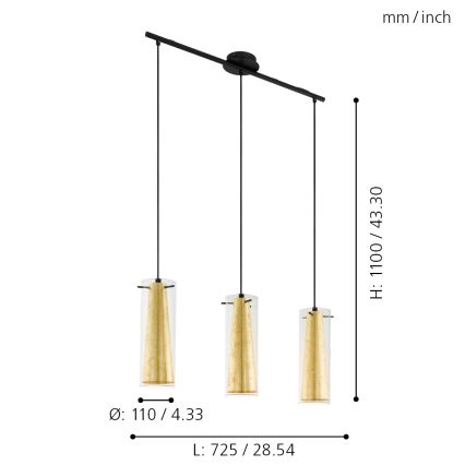 Eglo - Lámpara colgante 3xE27/60W/230V