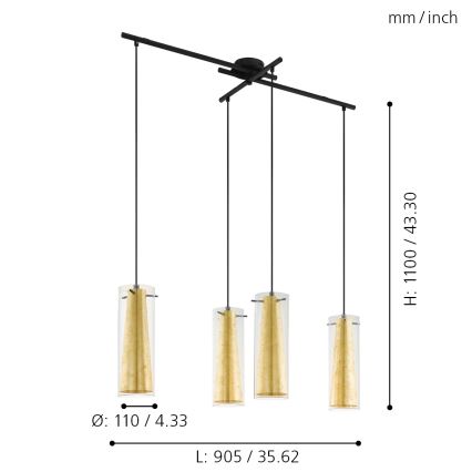 Eglo - Lámpara colgante 4xE27/60W/230V