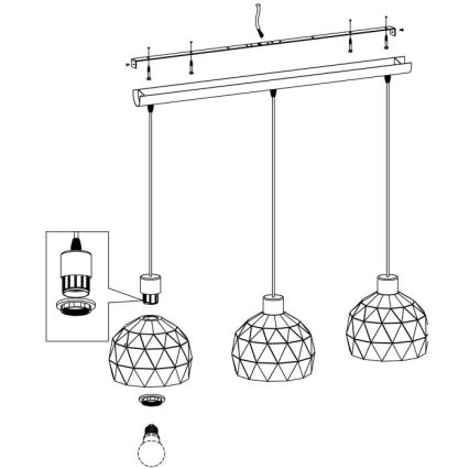 Eglo - Lámpara colgante 3xE14/40W/230V