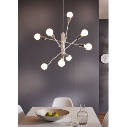 Eglo - Lámpara colgante 8xE27/60W/230V blanco