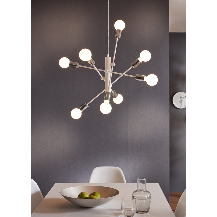 Eglo - Lámpara colgante 8xE27/60W/230V blanco
