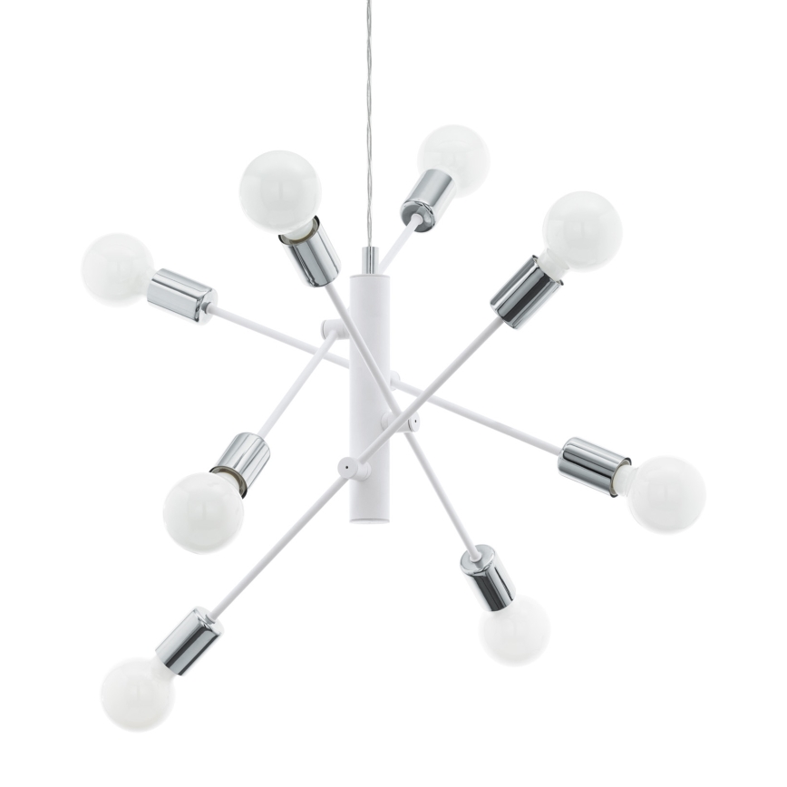 Eglo - Lámpara colgante 8xE27/60W/230V blanco