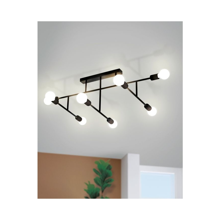 Eglo - Lámpara de techo 8xE27/40W/230V negro