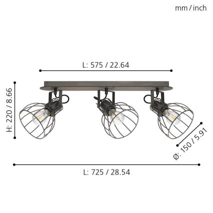 Eglo 98136 - Foco SAMBATELLO 3xE27/40W/230V