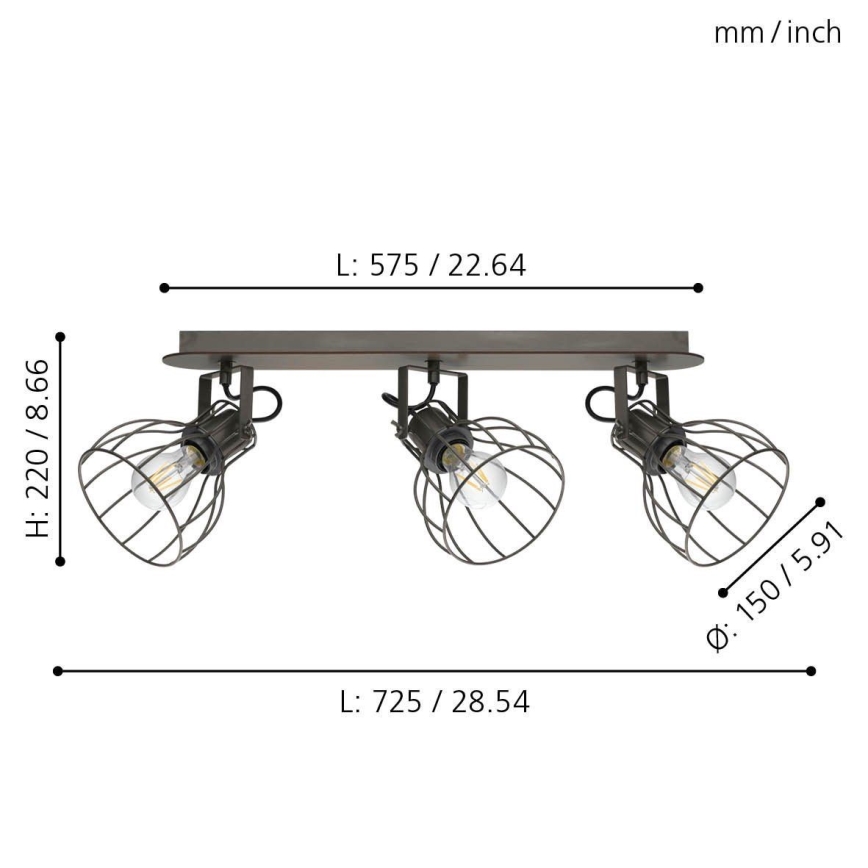 Eglo 98136 - Foco SAMBATELLO 3xE27/40W/230V