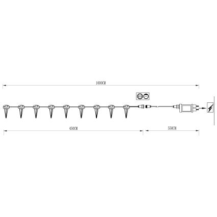 Eglo - Cadena decorativa LED para exteriores 9xLED 10m IP65 blanco cálido