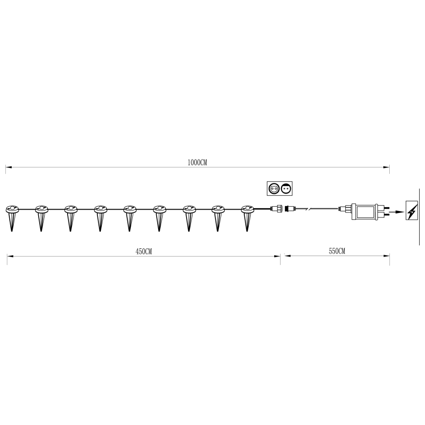 Eglo - Cadena decorativa LED para exteriores 9xLED 10m IP65 blanco cálido