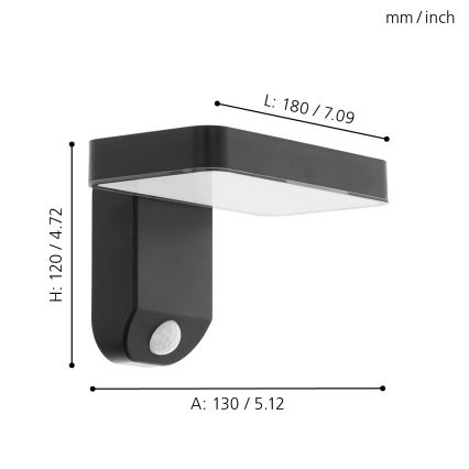 Eglo - Aplique LED solar con sensor LED/4,5W/3,7V 2200 mAh IP44