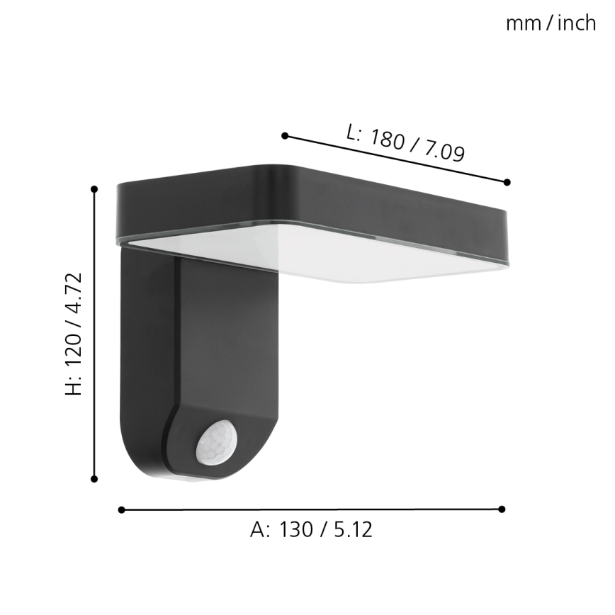 Eglo - Aplique LED solar con sensor LED/4,5W/3,7V 2200 mAh IP44