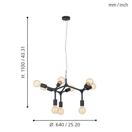 Eglo - Lámpara colgante 9xE27/60W/230V