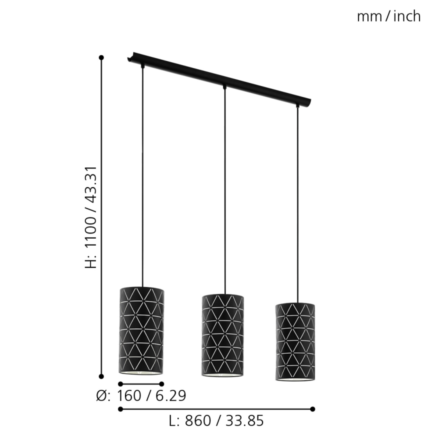 Eglo - Lámpara colgante 3xE27/40W/230V
