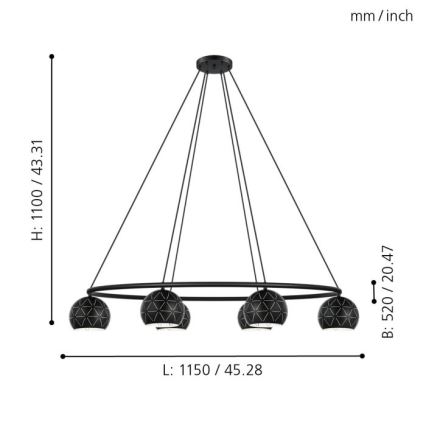 Eglo - Lámpara colgante 6xE14/40W/230V