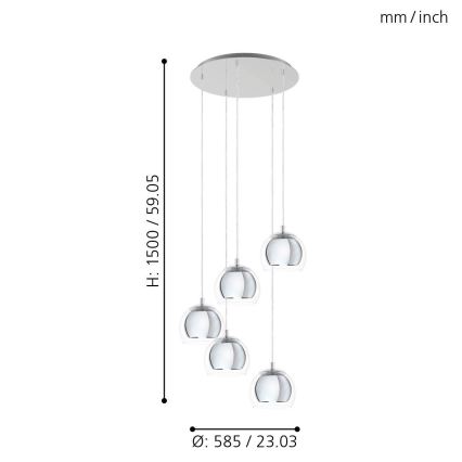 Eglo - Lámpara colgante 5xE27/28W/230V