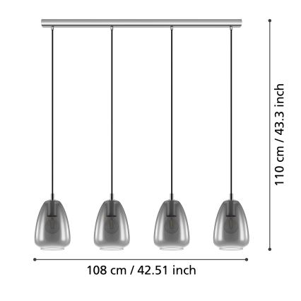 Eglo - Lámpara colgante 4xE27/40W/230V