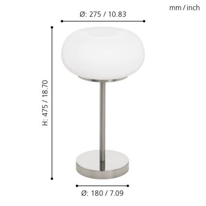 Eglo - Lámpara de mesa LED RGB regulable OPTICA-C LED/16W/230V d. 27,5 cm