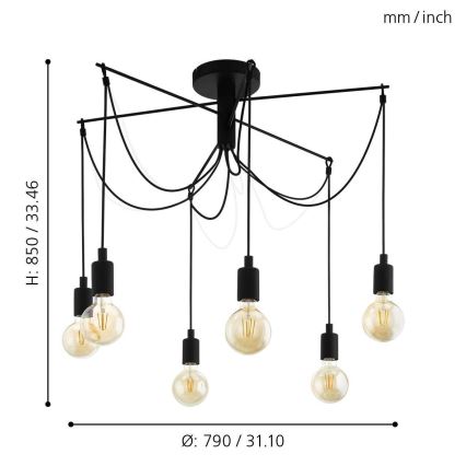 Eglo - Lámpara colgante 6xE27/60W/230V araña