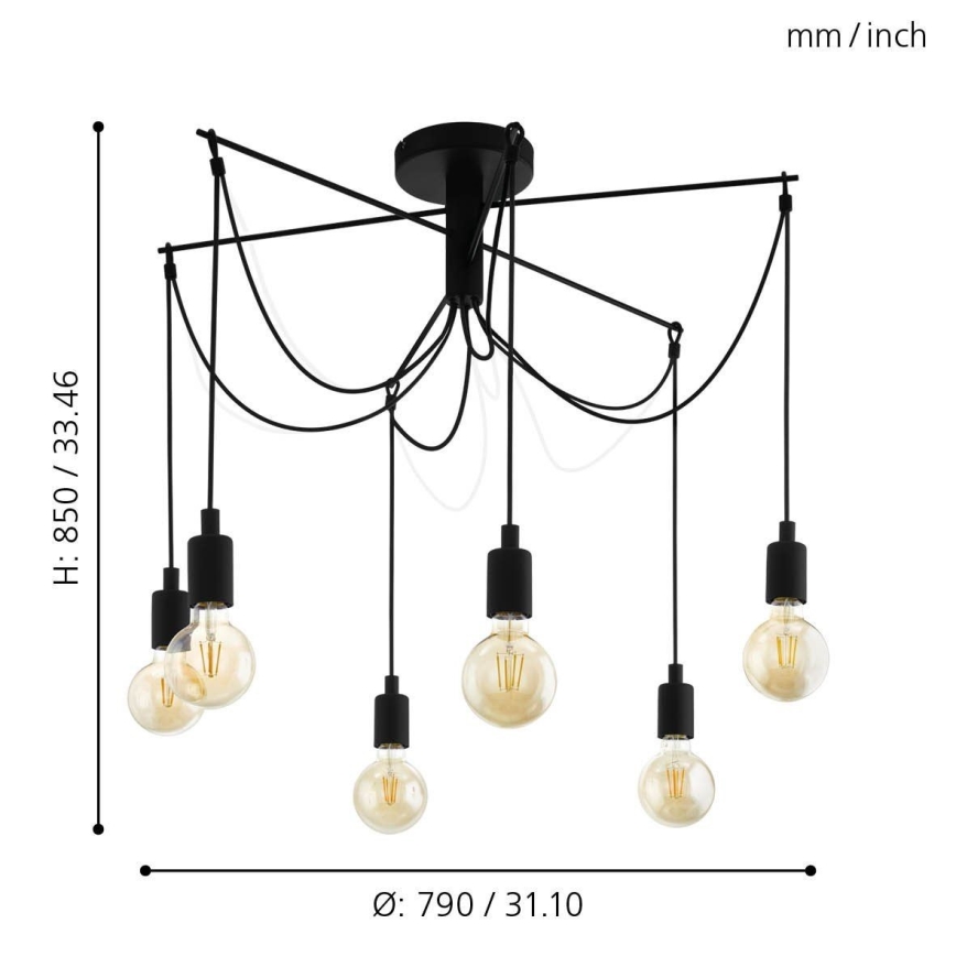 Eglo - Lámpara colgante 6xE27/60W/230V araña