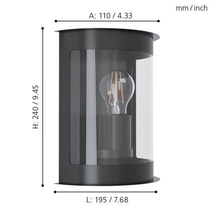 Eglo - Aplique de exterior 1xE27/28W/230V IP44