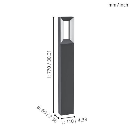 Eglo - Lámpara de exterior LED 2xLED/5W/230V IP44 77 cm