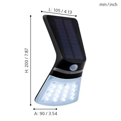 Eglo - Lámpara solar con sensor LED/2W/3,7V 1200 mAh IP44
