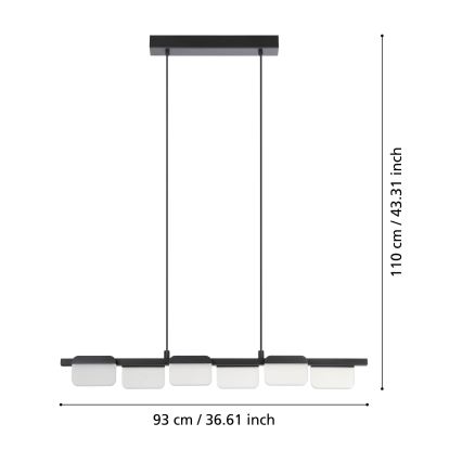 Eglo -  Lámpara colgante LED regulable 6xLED/4,5W/230V