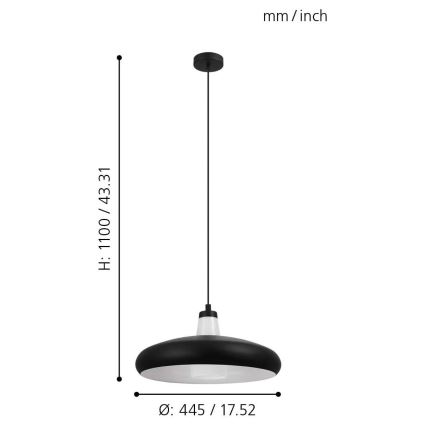 Eglo - LED RGB Lámpara colgante regulable TABANERA-C 1xE27/9W/230V