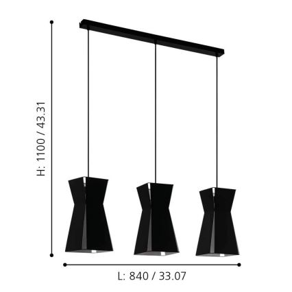 Eglo - Lámpara colgante 3xE27/40W/230V