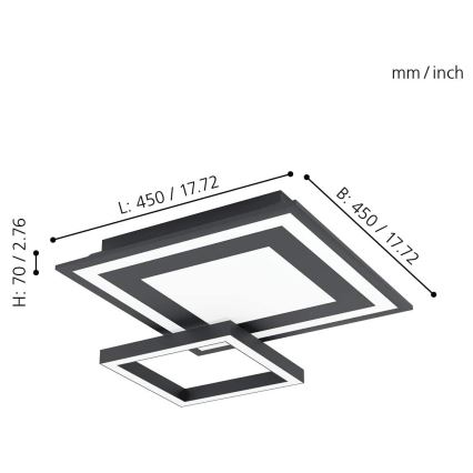 Eglo - Plafón LED RGB Regulable SAVATAEILA-C LED/20W/230V