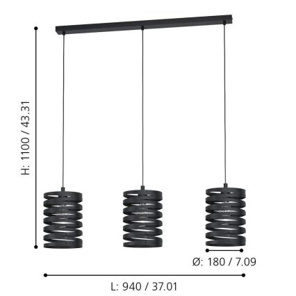 Eglo - Lámpara colgante 3xE27/40W/230V