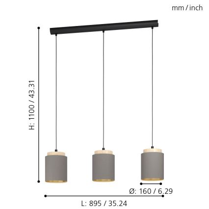 Eglo - Lámpara colgante 3xE27/40W/230V