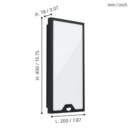 Eglo - Aplique LED de exterior con sensor CASAZZA LED/16W/230V IP44