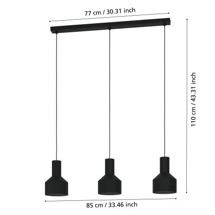 Eglo - Lámpara colgante 3xE27/40W/230V