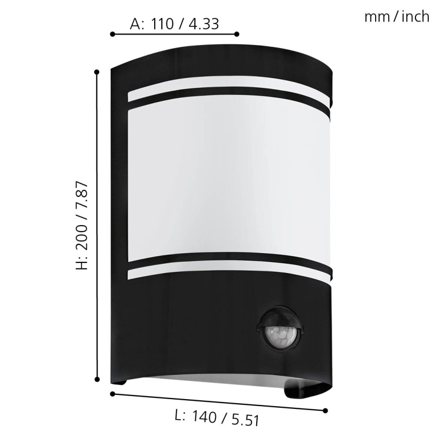 Eglo - Aplique de exterior con sensor 1xE27/40W/230V IP44
