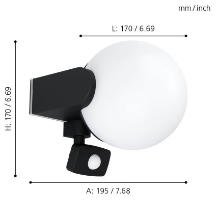 Eglo - Aplique de exterior con sensor 1xE27/15W/230V IP44