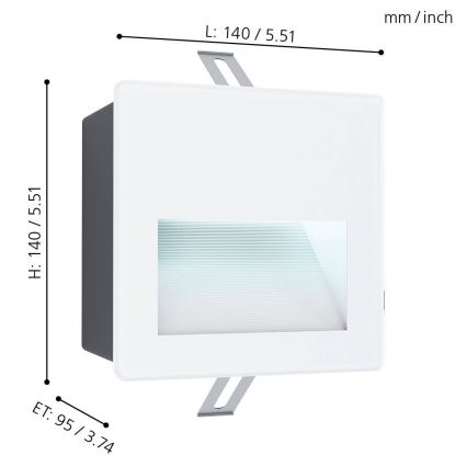 Eglo - Foco empotrable exterior LED LED/3,7W/230V IP65 blanco