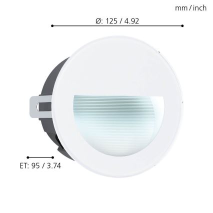 Eglo - Foco empotrable exterior LED LED/2,5W/230V IP65 blanco