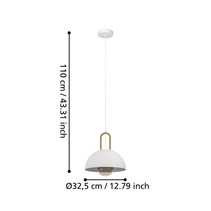 Eglo - Lámpara colgante 1xE27/40W/230V blanco