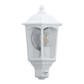 Eglo - Aplique exterior con sensor 1xE27/60W/230V blanco