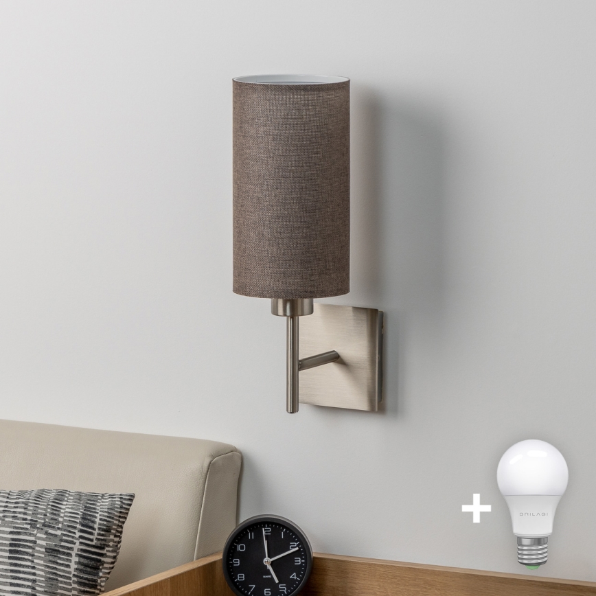 Eglo - Aplique LED TUNJA 1xE27/60W/230V cromo mate/marrón