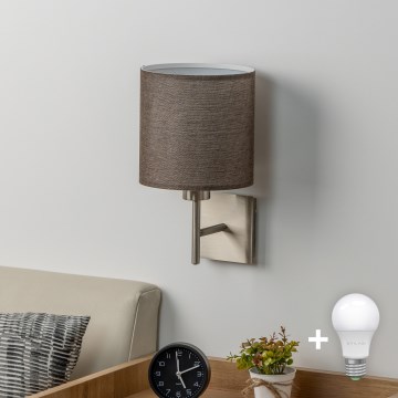 Eglo - Aplique LED TUNJA 1xE27/60W/230V cromo mate/marrón