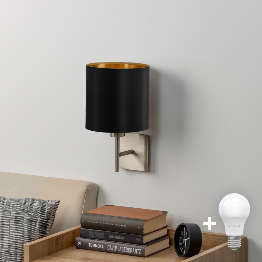 Eglo - Aplique LED TUNJA 1xE27/60W/230V cromo mate/negro