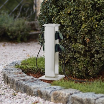 EGLO - Columna de enchufe para exterior verde SCHUKO IP44