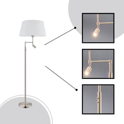 Eglo/Edi Light - Lámpara LED de pie SANTANDER 1xE27/11W/230V + LED/2,3W cromo mate